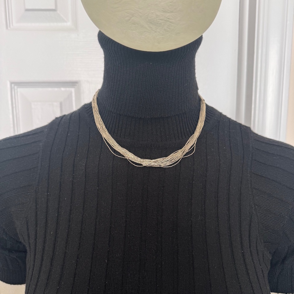VTG NAVAJO Liquid Bead Necklace Silver 25 Strand 17" 19g Native American